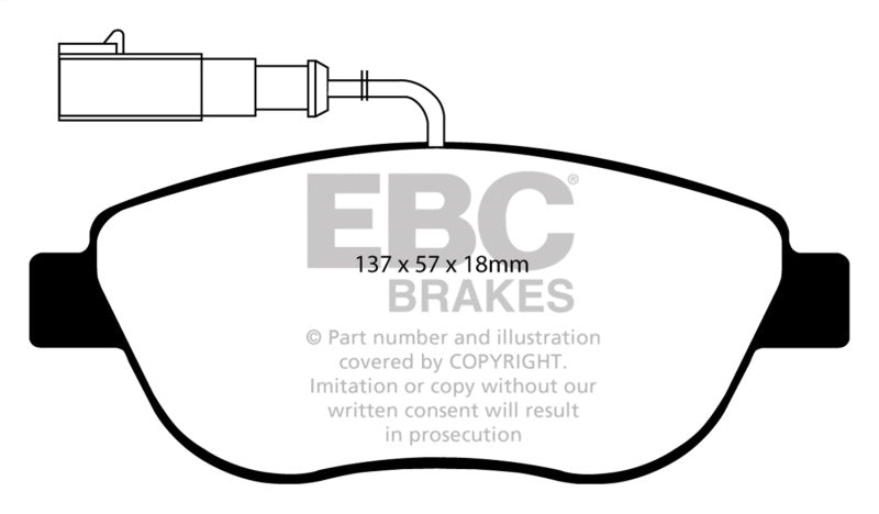 EBC 12+ Fiat 500 1.4 Turbo Abarth Yellowstuff Front Brake Pads DP41383R