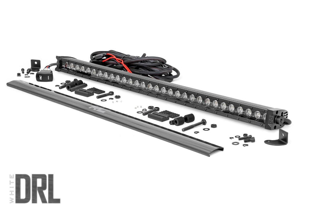 Rough Country Black Series Led Light Bar Cool White Drl 30 Inch Single Row 70730BLDRL