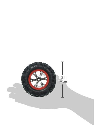 Traxxas 7272 1/16th Scale Canyon AT Tires Pre-Glued on Chrome Geode Wheels Red Beadlock-style (pair)