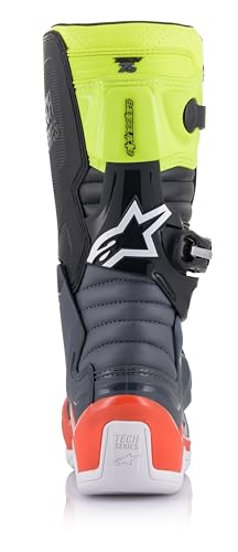 Alpinestars unisex adult Grey/ Fluo/Yellow Tech 7S Boots Dark Grey Red Fluo Yellow Fluo Sz 08, Multi, 8 US