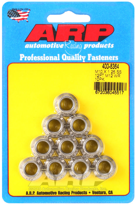 ARP M10 x 1.25 SS 12pt Nut Kit (10/pkg) 400-8364