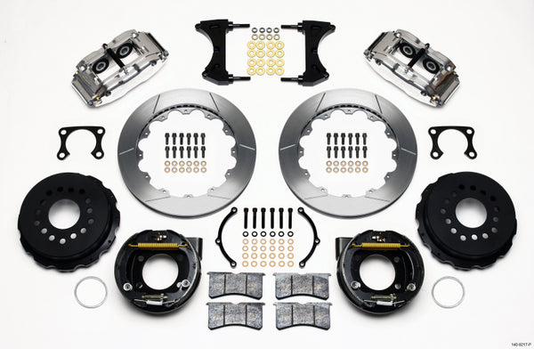Wilwood Narrow Superlite 4R Rear P-Brk Kit 12.88in Polished Big Ford Old Style 2.36in Offset 140-9217-P