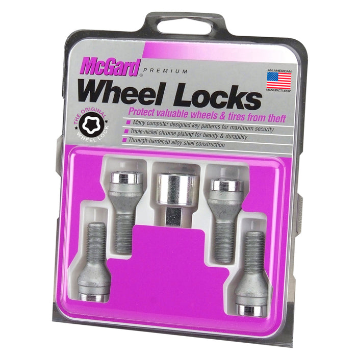 McGard Wheel Lock Bolt Set 4pk. (Cone Seat) M14X1.25 / 17mm Hex / 27.3mm Shank Length Chrome 27226