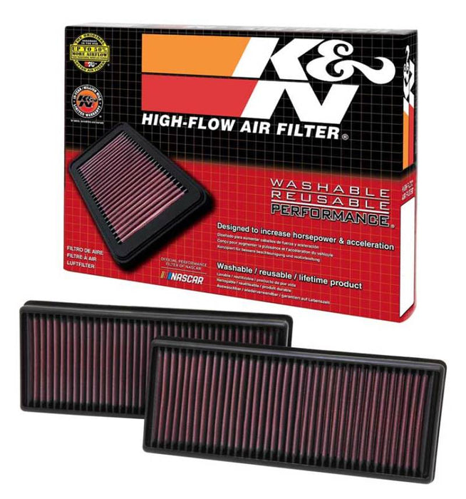 K&N Replacement Air Filter 12.563in O/S Length x 5.25in O/S Width x 1.625in H (Inc 2 Filters) 33-2474