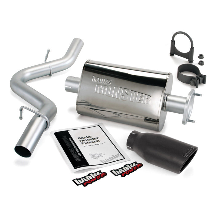 Banks Power 00-03 compatible with Jeep 2.5/4.0L Wrangler w/ 2-Bolt Cat Monster Exh Sys SS Single Exh w/ Blk Tip 51313-B