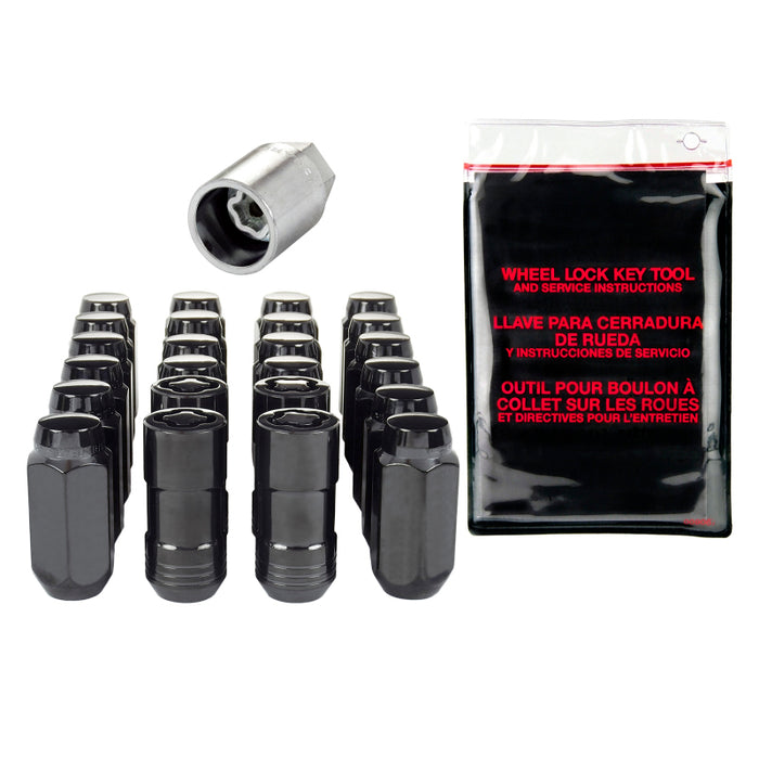 McGard 6 Lug Hex Install Kit w/Locks (Cone Seat Nut) M14X1.5 / 13/16 Hex / 1.945in. Length Black 84622