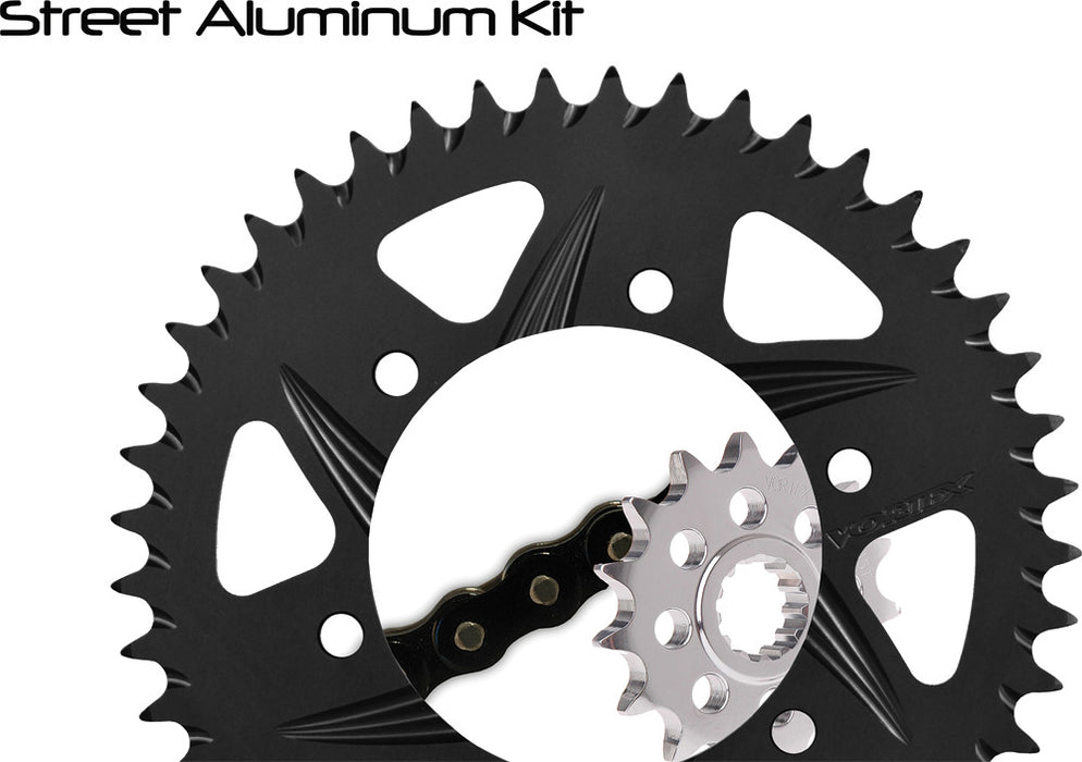 Vortex Sprocket/Chain Kit Stl/Alu 14/43T Blk Sx3 520-108L Blk CK2222