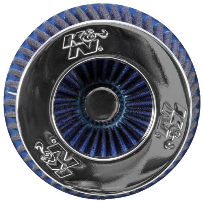 K&N Universal Air Filter Chrome Round Tapered Blue 4in Flange ID x 1.125in Flange Length x 5.5in H RG-1001BL