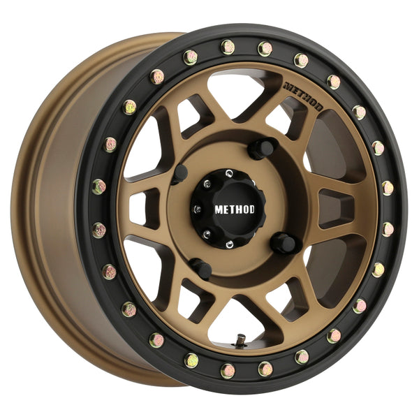 Method MR405 UTV Beadlock 15x7 4+3/13mm Offset 4x136 106mm CB Method Bronze Wheel Matte Black Ring MR40557047943B