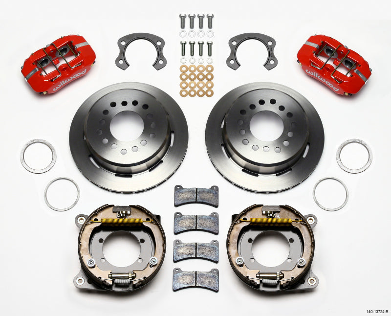 Wilwood Dynapro Low-Profile 11.00in P-Brake Kit Red Ford 8.8 Special w/2.50in Offset-5 Lug 140-13724-R