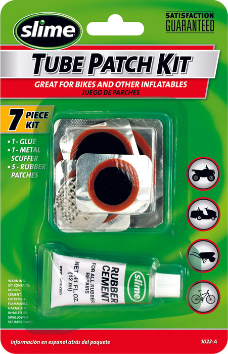 Slime 1022-A Tube Rubber Patch Kit, for Bikes and other Inflatables, contains, 5 Patches, Scuffer and Glue