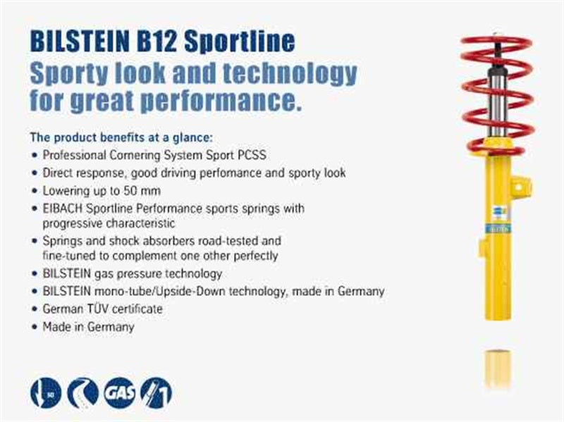 Bilstein B12 (Sportline) Suspension Kit 13-18 BMW 320i Front and Rear Monotube Suspension Kit 46-226617