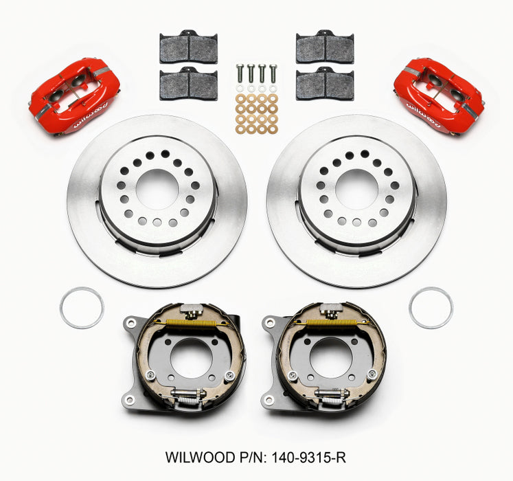 Wilwood Forged Dynalite P/S Park Brake Kit Red 12 Bolt 2.75in offset Staggered Shock 140-9315-R