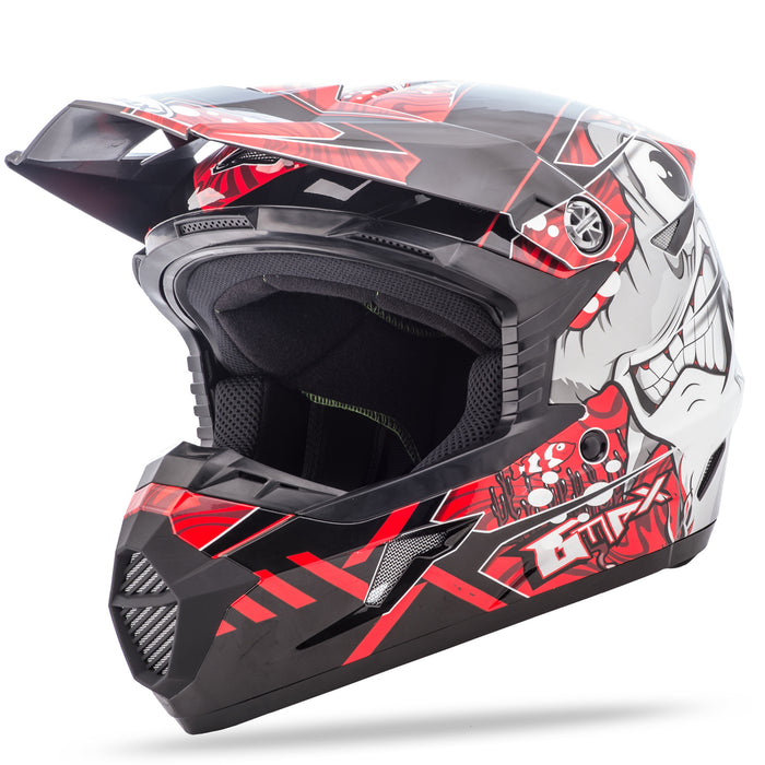 Gmax Youth Mx-46Y Off-Road Hooper Helmet Black/Red Ys G3468200 TC-1