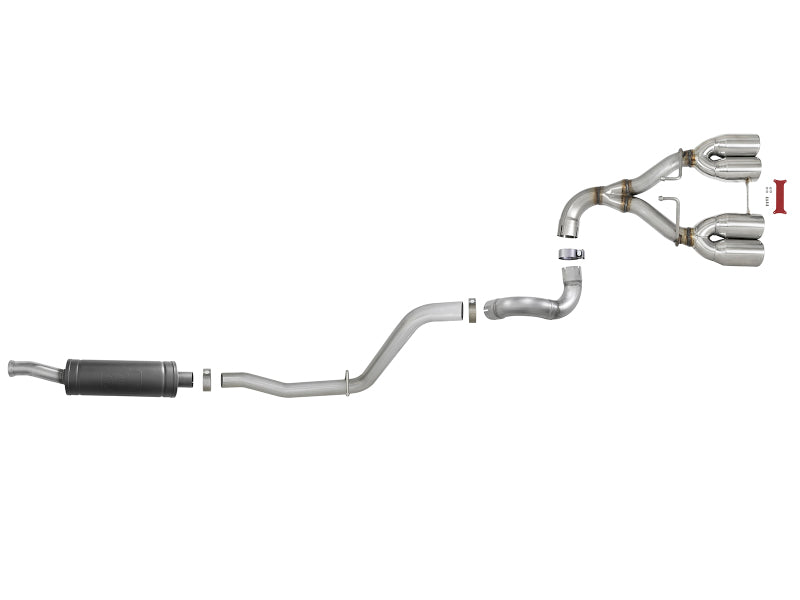 aFe Rebel Series 2.5in. 304 SS C/B Exhaust System 2018 compatible with Jeep Wrangler (JL) V6-3.6L Polished Tip 49-38071-P