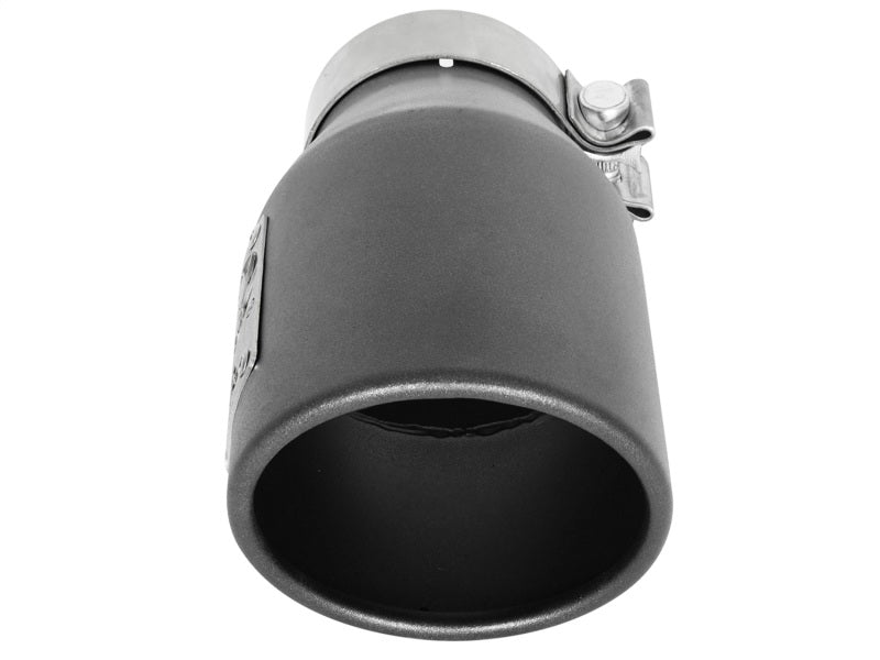 aFe MACH Force-Xp 3in 304 SS Metallic Black Exhaust Tip 3in In x 4-1/2in Out x 9in L Bolt-On Left 49T30452-B091