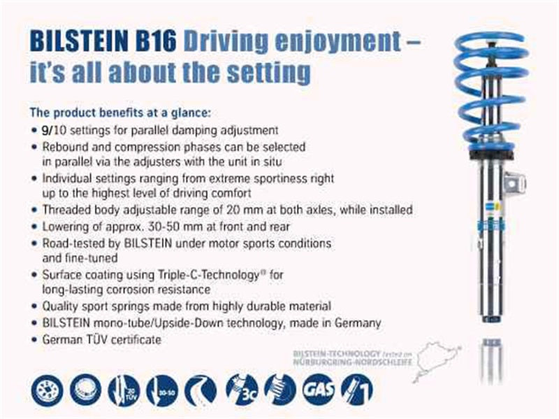 Bilstein B16 15-17 Ford Mustang GT V8 Front and Rear Performance Suspension System 48-253901