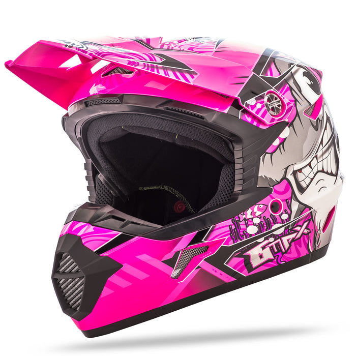 Gmax Youth Mx-46Y Off-Road Hooper Helmet Black/Pink/Purple Ys G3468400 TC-14