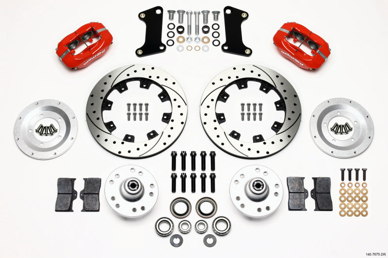 Wilwood Forged Dynalite Front Kit 12.19in Drilled Red 67-69 Camaro 64-72 Nova Chevelle 140-7675-DR