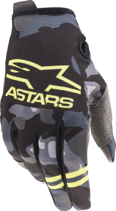 Alpinestars Youth Radar Gloves Grey Camo/ Yellow Fluo Sm 3541821-9155-S