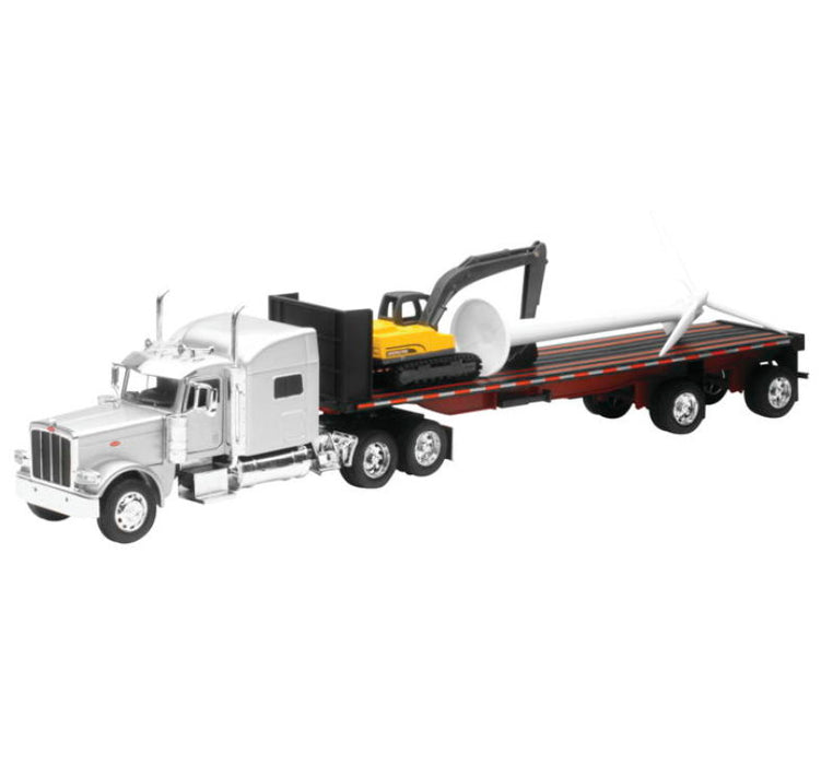 New Ray Tops Peterbilt 389 Sleeper Cab with Wind Turbine and Excavator/ Scale 1:32 SS-10333B