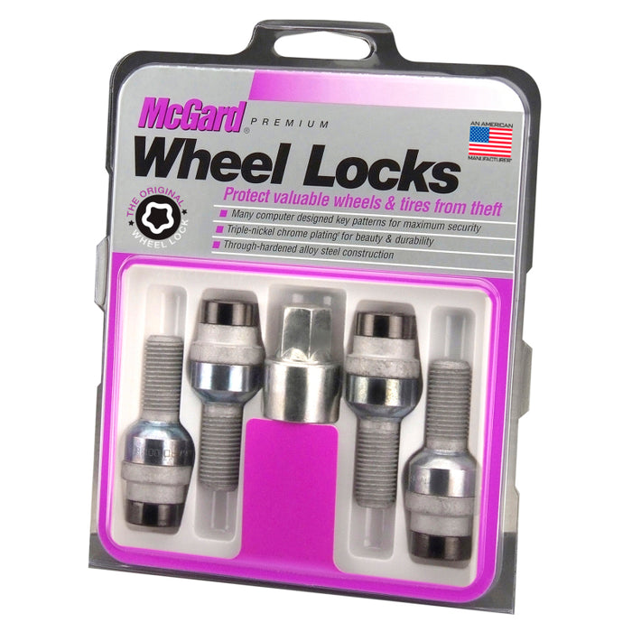 McGard Wheel Lock Bolt Set 4pk. (Radius Seat) M14X1.5 / 17mm Hex / 28.2mm Shank Length Black 28320