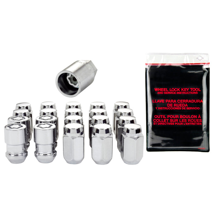 McGard 5 Lug Hex Install Kit w/Locks (Cone Seat Nut) M12X1.5 / 13/16 Hex / 1.5in. Length Chrome 84557