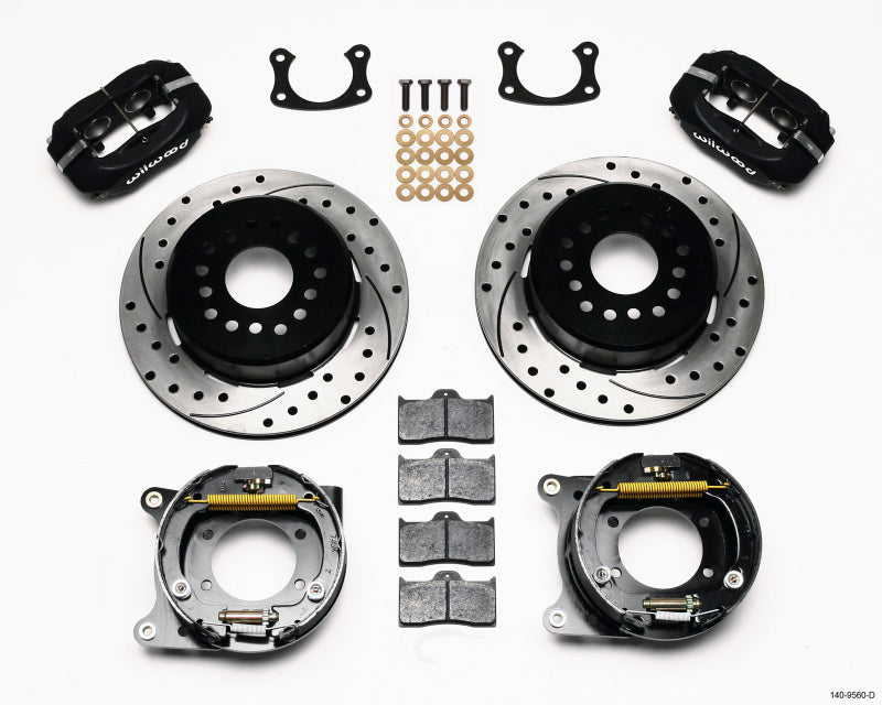 Wilwood Forged Dynalite P/S Park Brake Kit Drilled New Big Ford 2.50in offset Staggrd Shock 140-9560-D