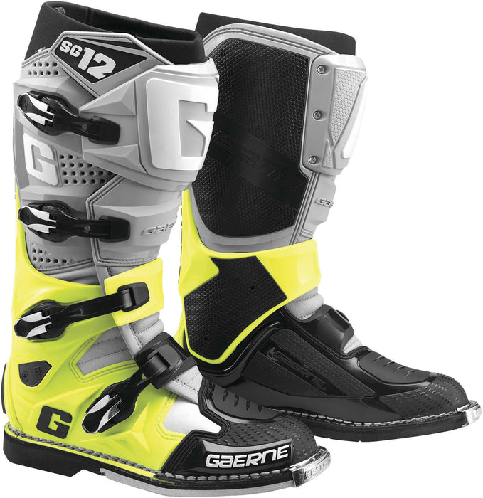 Gaerne SG12 Mens MX Offroad Boots Gray/Yellow/Black 9.5 USA