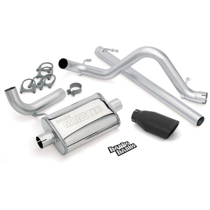 Banks Power 07-11 compatible with Jeep 3.8L Wrangler 2dr Monster Exhaust System SS Single Exhaust w/ Black Tip 51321-B