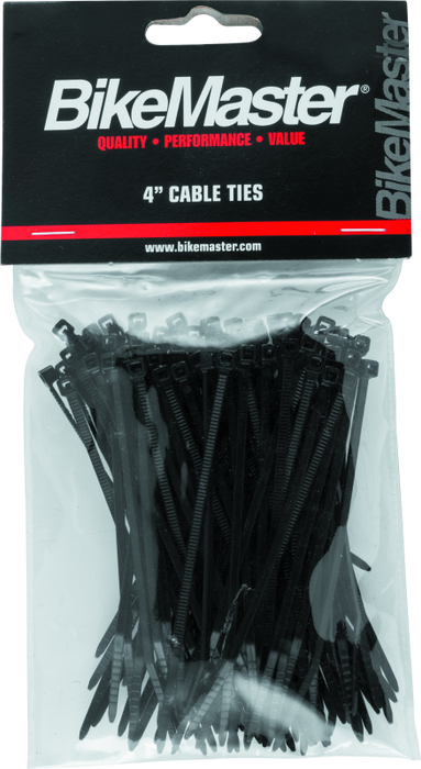 BikeMaster 4in Cable Ties (Pack of 100) Black 151672