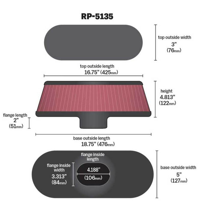 K&N Air Filter with Carbon Fiber Top and Base RP-5135