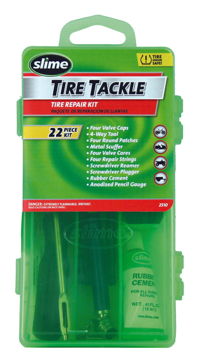 Slime 2510 Tire Repair Tackle Kit, AVT, Tractor, Off-Road Tire Care Essentials, Compact, Durable, 22-Piece Set