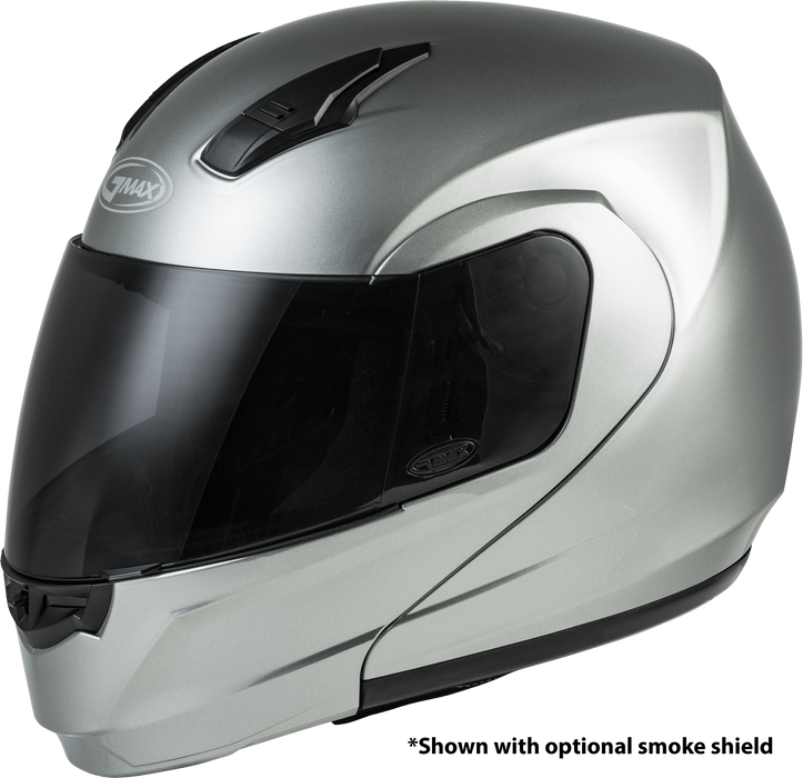 GMAX MD-04, DOT Approved Modular Helmet for Motorcycles, Scooters, Spyders, Mopeds and More (Metallic Silver)