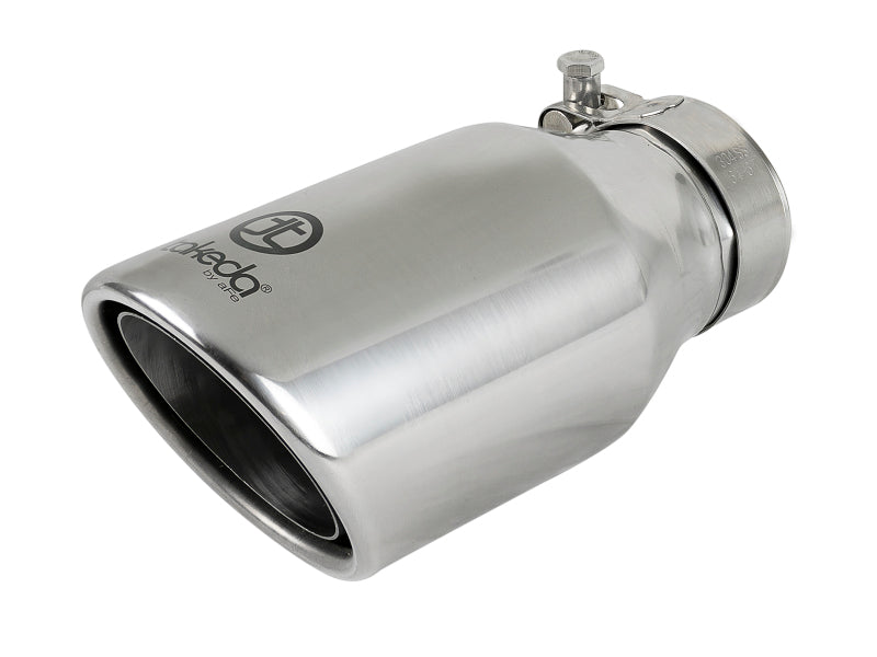 aFe Takeda 304 Stainless Steel Clamp-On Exhaust Tip 2.5in. Inlet / 4in. Outlet / 8in. L Polished 49T25404-P08