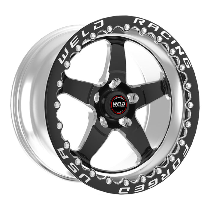 Weld S71 15x8.33 / 5x4.75 BP / 5.5in. BS Black Wheel (Medium Pad) Black Single Beadlock MT 71MB508B55F