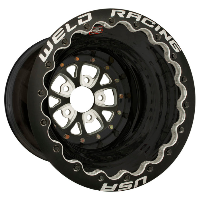 Weld V-Series 16x16 / 5x4.75 BP / 5in. BS Black Wheel Black Double Beadlock 84B-616B280UB