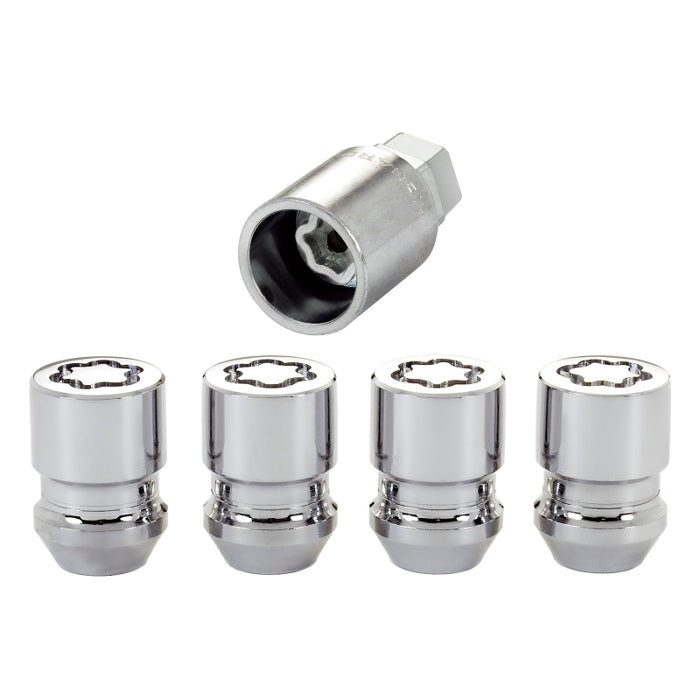 McGard Wheel Lock Nut Set 4pk. (Cone Seat) 1/2-20 / 3/4 & 13/16 Dual Hex / 1.28in. Length Chrome 24193