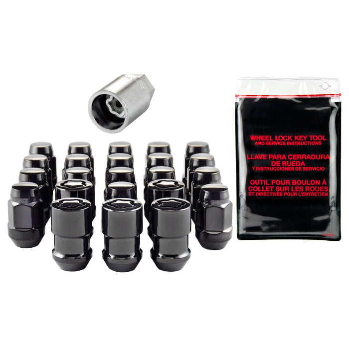 McGard compatible with Jeep Wrangler Install Kit (Cone Seat Bulge) 1/2-20 / 3/4 Hex / (18 Lug Nuts / 5 Locks) Blk 84563BK