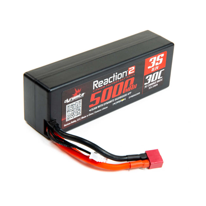 Dynamite Reaction2 11.1V 5000mAh 3S 30C LiPo Case Deans DYNB5033HD Car Batteries & Accessories