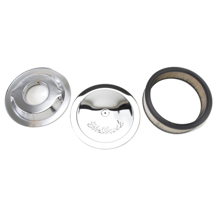 Edelbrock Air Cleaner Pro-Flo Series Round Steel Top Paper Element 14In Dia X 3 75In Dropped Base 1221