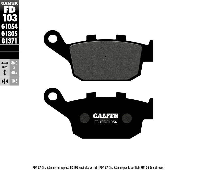 Galfer Semi-Metallic Brake Pads (Rear G1054) Compatible With 09-17 YAMAHA FZ6R