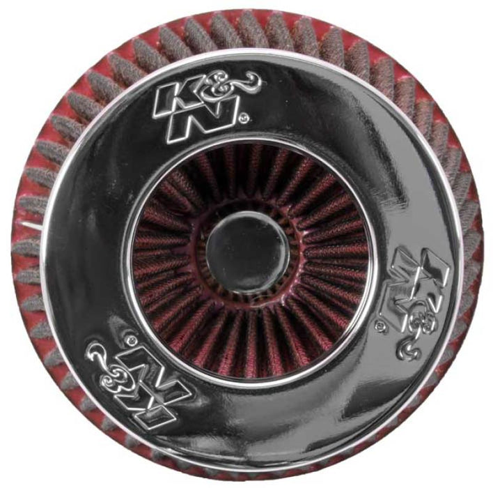 K&N Universal Air Filter Chrome Round Tapered Red 4in Flange ID x 1.125in Flange Length x 5.5in H RG-1001RD