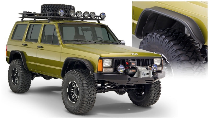 Bushwacker 84-01 compatible with Jeep Cherokee Flat Style Flares 4pc Black 10922-07