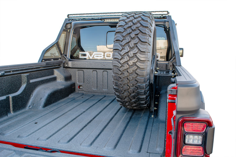 DV8 Offroad 2019+ compatible with Jeep Gladiator Universal Stand Up In-Bed Tire Carrier TCGL-02