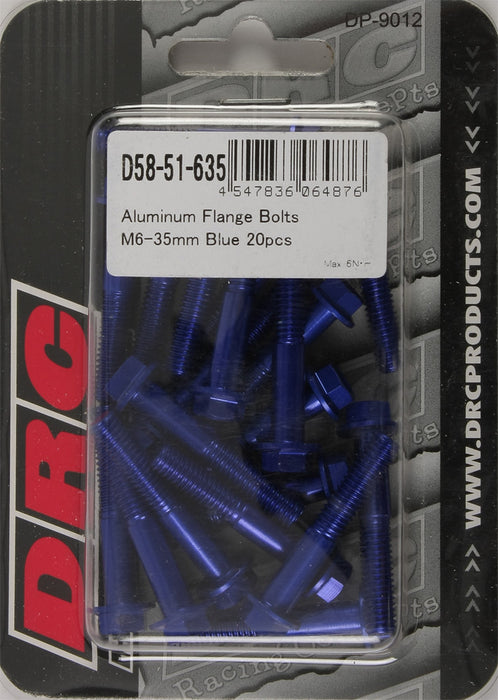 DRC Alumium Flange Bolts 6x35 Blue 20 Pack D58-51-635