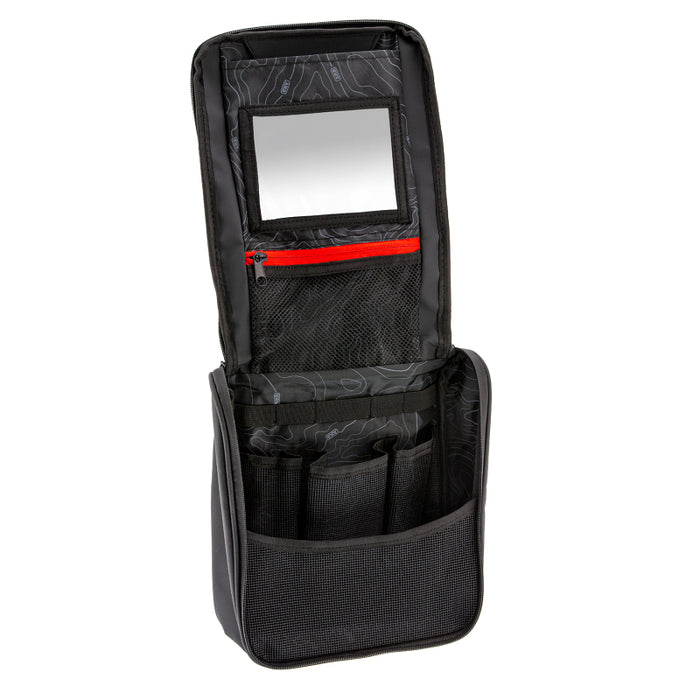 ARB Toiletries Bag Charcoal Finish w/ Red Highlights PVC Outer Shell Mesh Pockets Mirror ARB4209