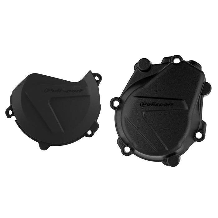 Polisport Clutch and Ignition Cover Protector Kit (Black) - Compatible with KTM and Husqvarna