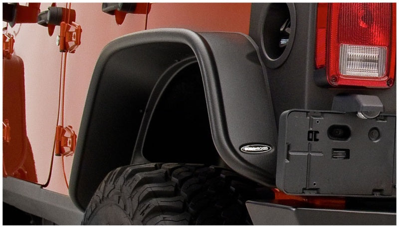 Bushwacker 07-18 compatible with Jeep Wrangler Unlimited Flat Style Flares 2pc 4-Door Sport Utility Only Black 10050-07