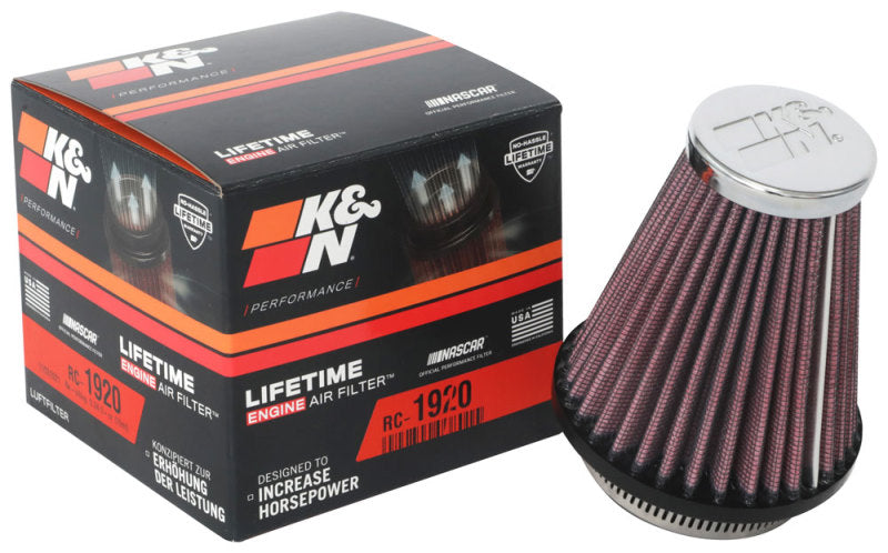 K&N Universal Clamp-On Air Intake Filter: High Performance, Premium Washable, Replacement Filter: Flange Diameter: 2.125 In, Filter Height: 4 In, Flange Length: 0.625 In, Shape: Round Tapered, RC-1920